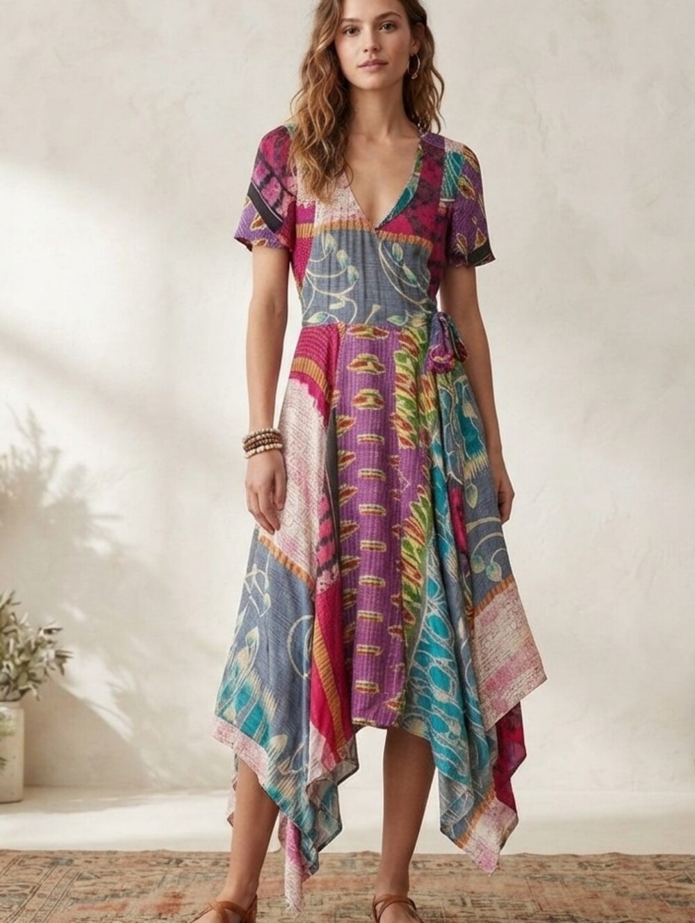 Anthropologie Plenty by Tracy Reese Kantha Patchwork Scarf Dress - Small